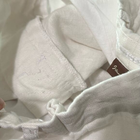 Linen Island Importer Pants White Unlined Tapped Leg Summer Minimalist - Picture 9 of 9